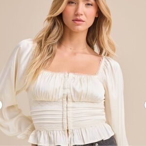 Altar’d State | Soleil Satin Corset Top | Cream | Medium | NWT